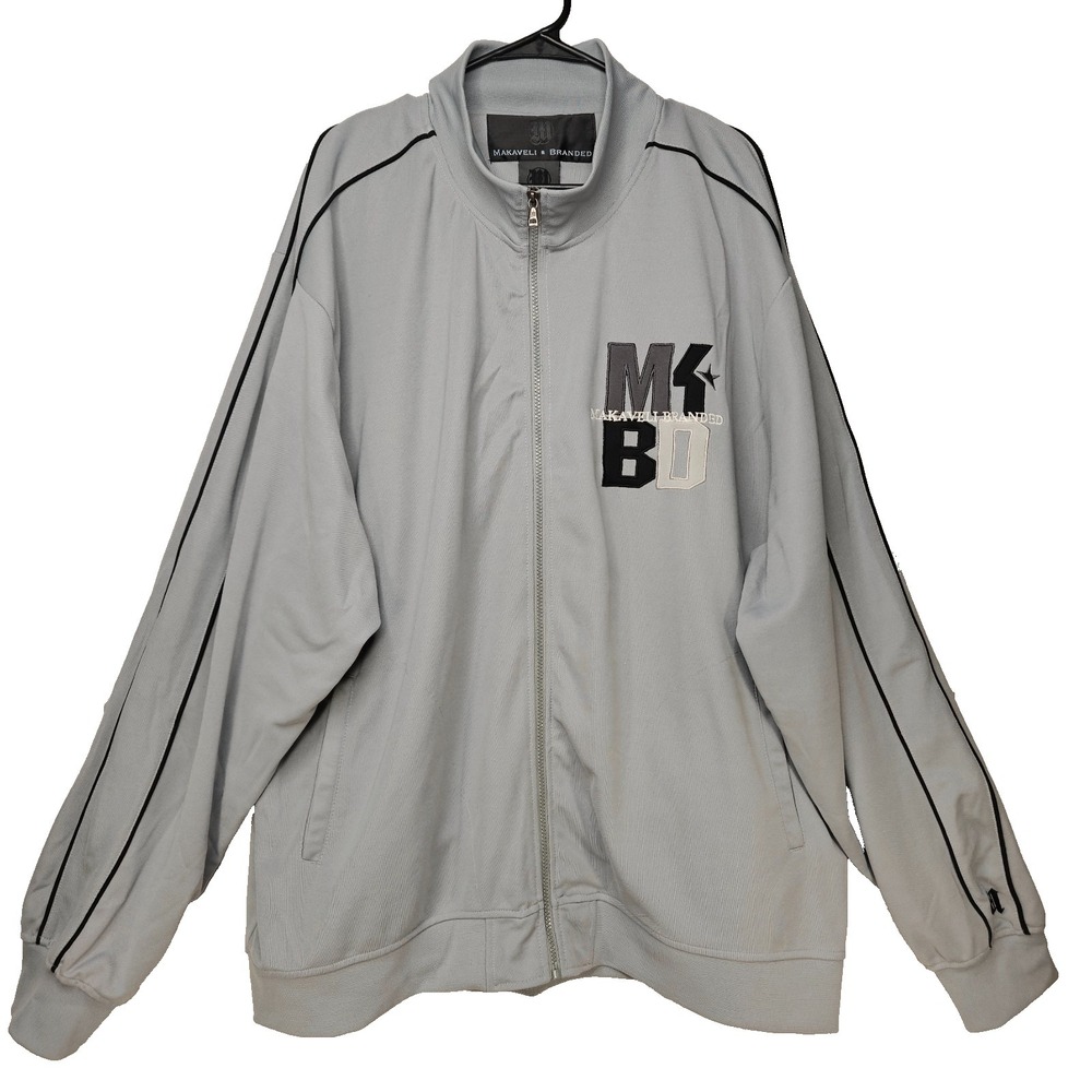 Vtg Makaveli Branded Tupac Shakur 2Pac Full Zip Track Jacket 3X‎ Gray Streetwear